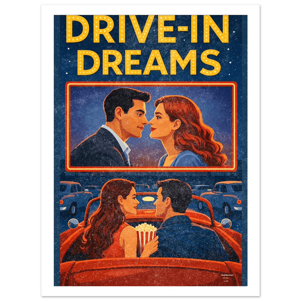 Affiche Affiche Drive-In Dreams – Collection Love Stories | StudioRetroPop® – StudioRetroPop®