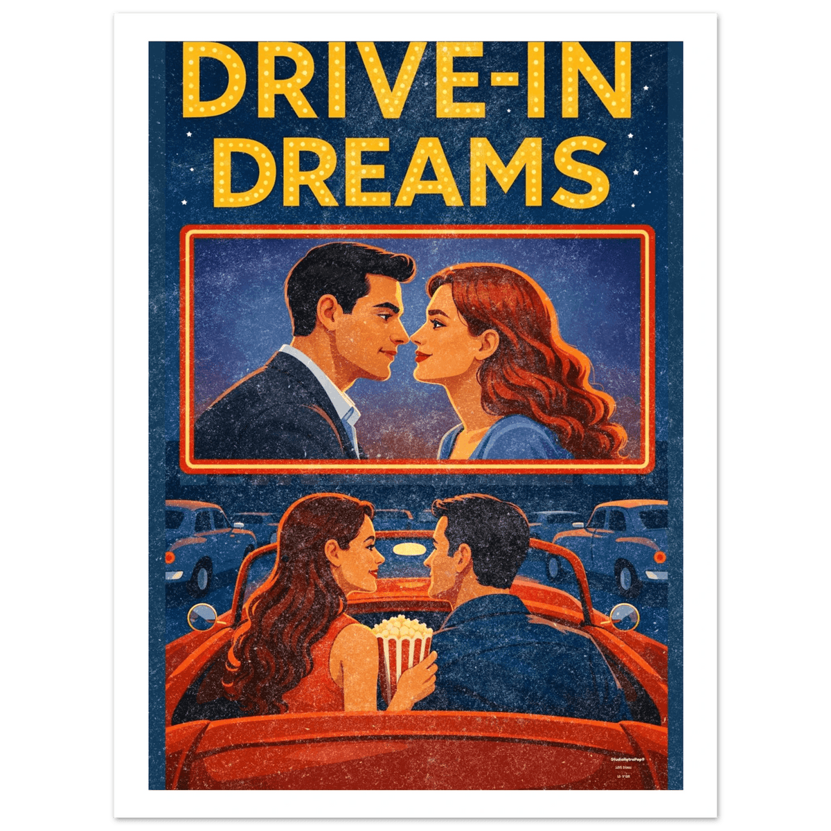 Affiche Affiche Drive-In Dreams – Collection Love Stories | StudioRetroPop® – StudioRetroPop®