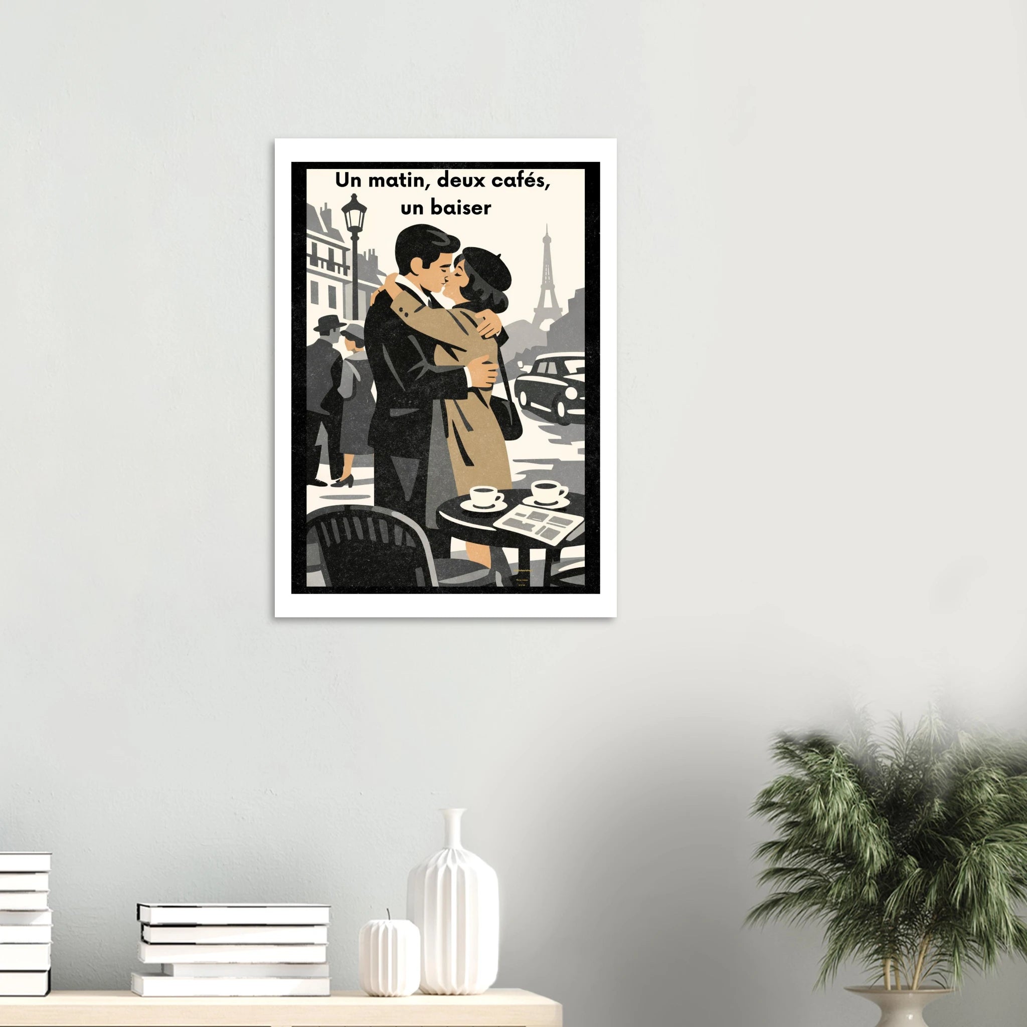 Affiche Un matin, deux cafés, un baiser – StudioRetroPop® – 30x40 cm / 12x16″