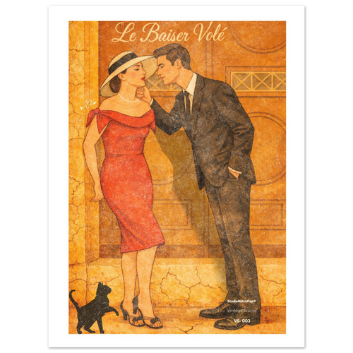 Affiche Le baiser volé  | Affiche rétro romance – Collection Vintage Stories VS-003 – StudioRetroPop®