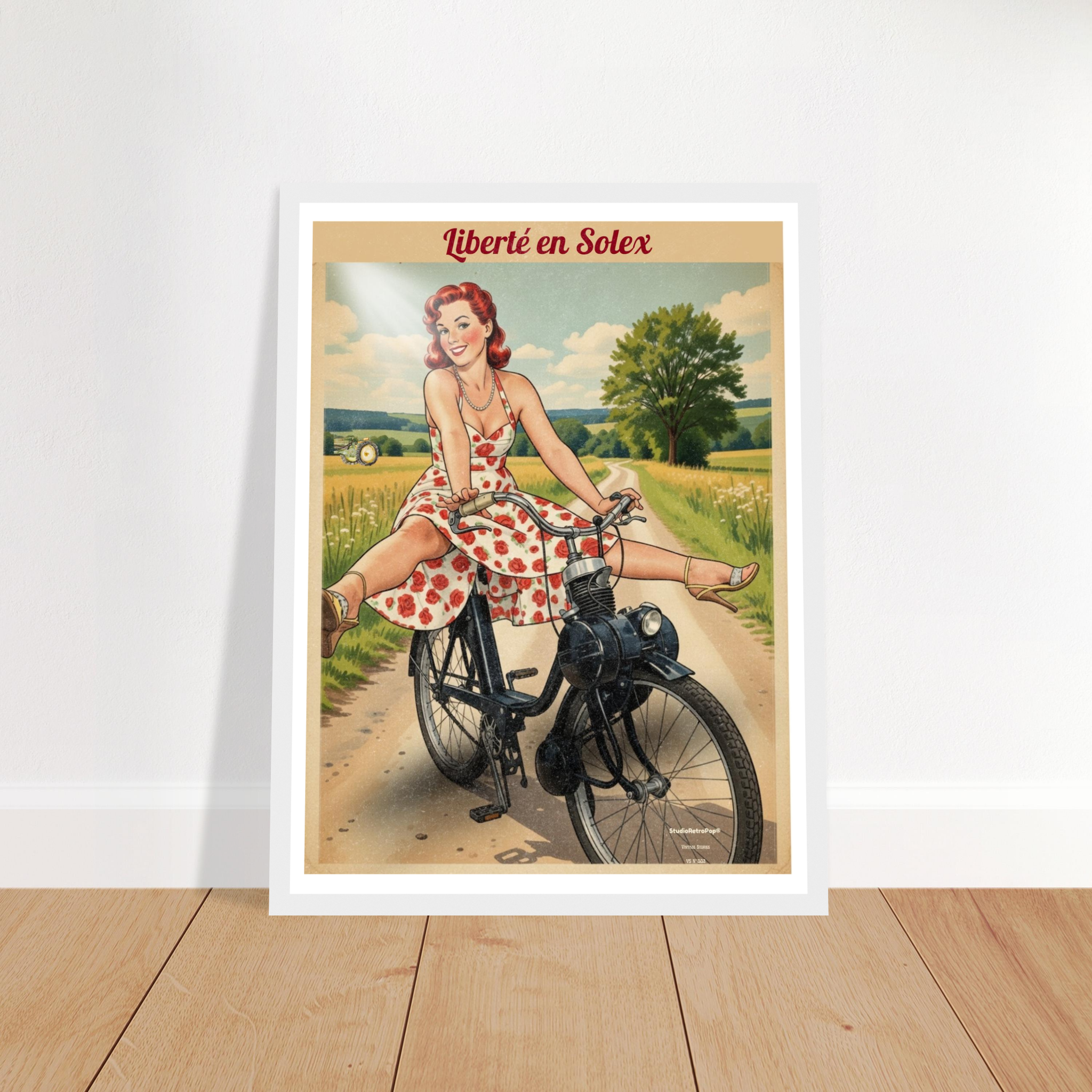 Affiche Liberté en Solex | Affiche vintage rétro – Collection Vintage Stories VS N°002 – StudioRetroPop® – 30x40 cm / 12x16″