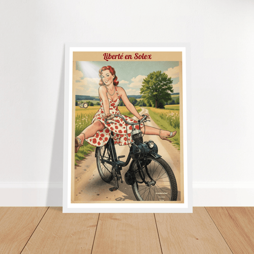 Affiche Liberté en Solex | Affiche vintage rétro – Collection Vintage Stories VS N°002 – StudioRetroPop® – 30x40 cm / 12x16″