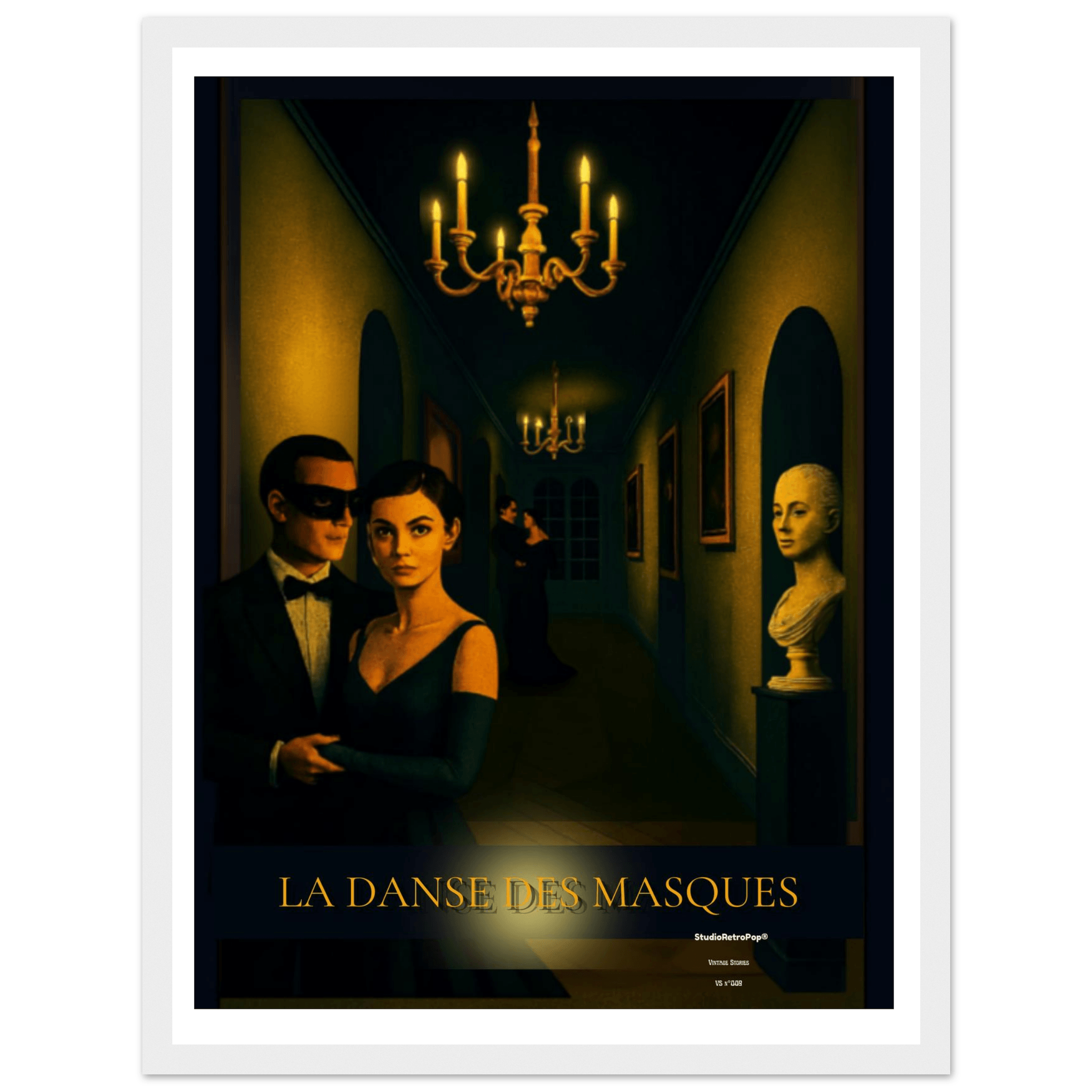 Affiche La danse des masques - Affiche vintage film Noir - Collection Vintage Stories VS N°009 - sans cadre ou avec – StudioRetroPop® – 30x40 cm / 12x16″