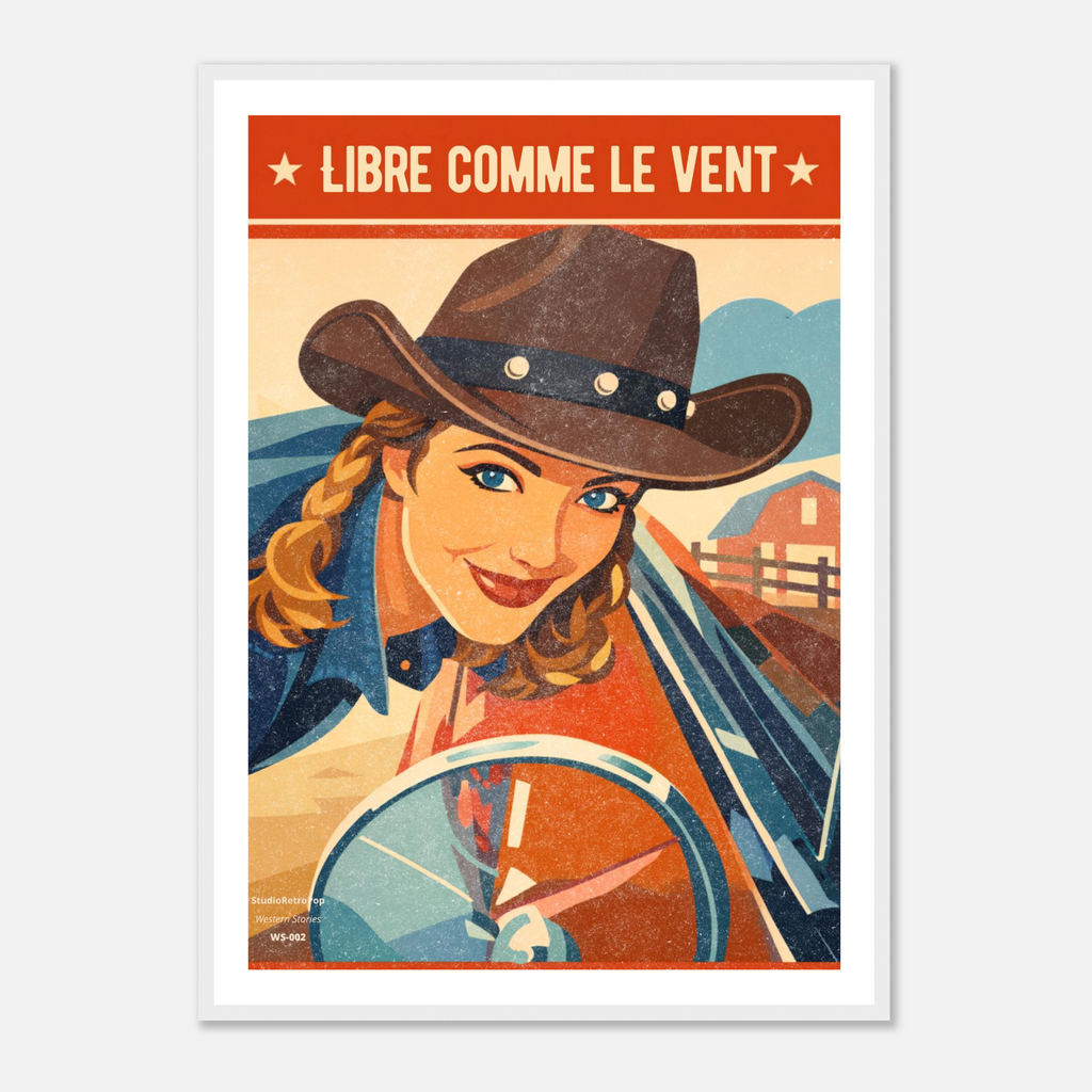 Affiche Libre comme le vent - Affiche décorative - Collection Western Stories WS N°002 – StudioRetroPop® – 30x40 cm / 12x16″