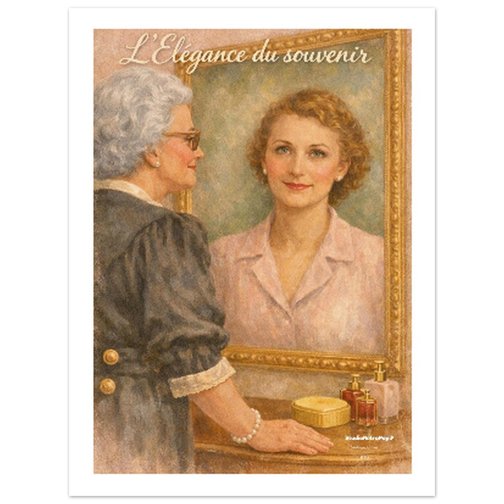 Affiche L’élegance du souvenir - Affiche vintage - collection VIntage Storiees VS N°015 – StudioRetroPop® – 30x40 cm / 12x16″
