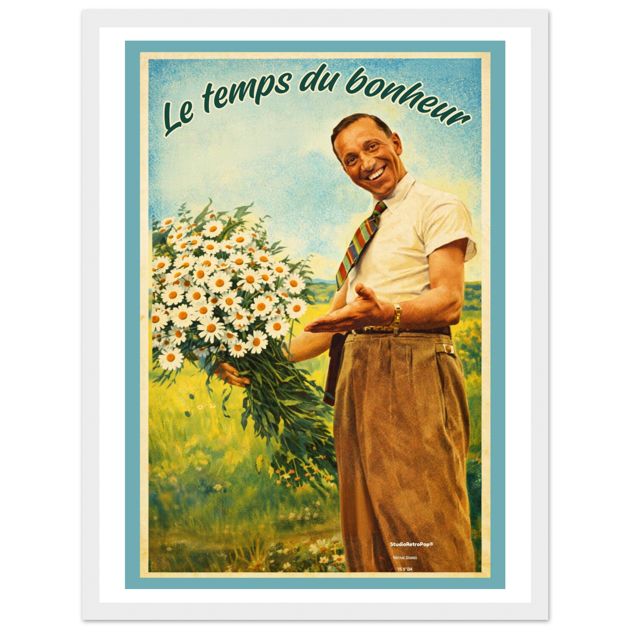 Affiche Le temps du bonheur- Affiche décorative - Collection Vintage Stories VS N°014 – StudioRetroPop® – 30x40 cm / 12x16″