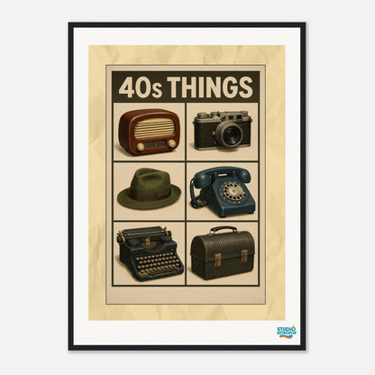 Affiche encadrée " 40s THINGS"» – L’essence des années 40 en un coup d’œil - StudioRetroPop