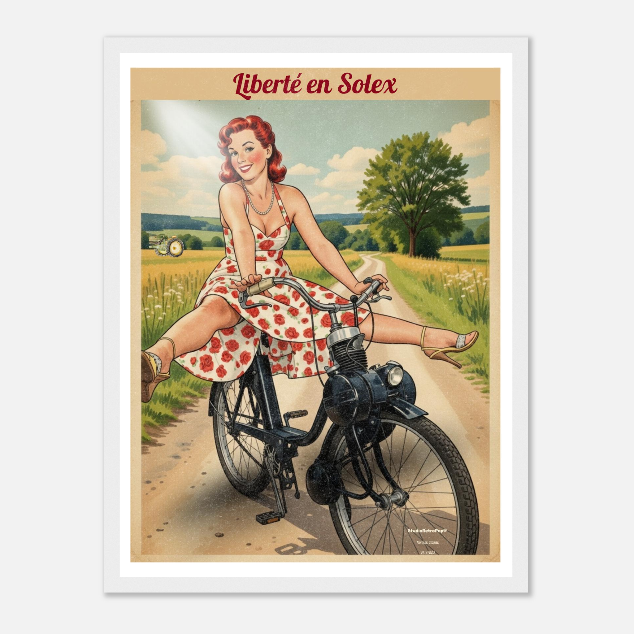 Affiche Liberté en Solex | Affiche vintage rétro – Collection Vintage Stories VS N°002 – StudioRetroPop® – 30x40 cm / 12x16″