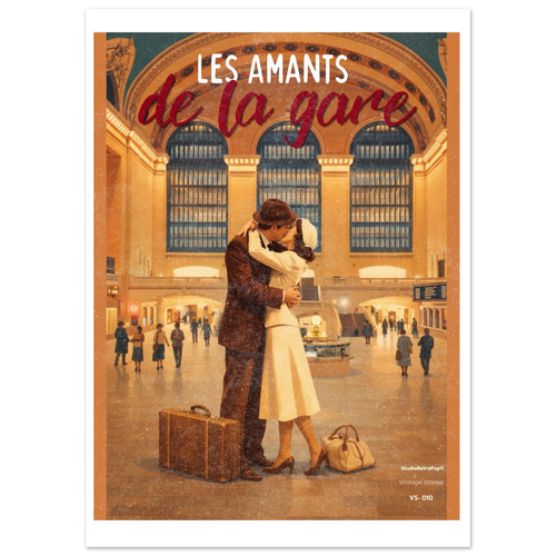 Affiche Les amants de la gare - Affiche vintage  - Collection Vintage Stories VS-010 – StudioRetroPop® – 30x40 cm / 12x16″
