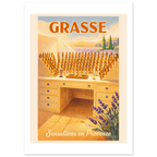 Affiche Grasse Sensation de Provence - affiche Touristique - Collection Riviera Stories RS N°005 – StudioRetroPop® – 30x40 cm / 12x16″
