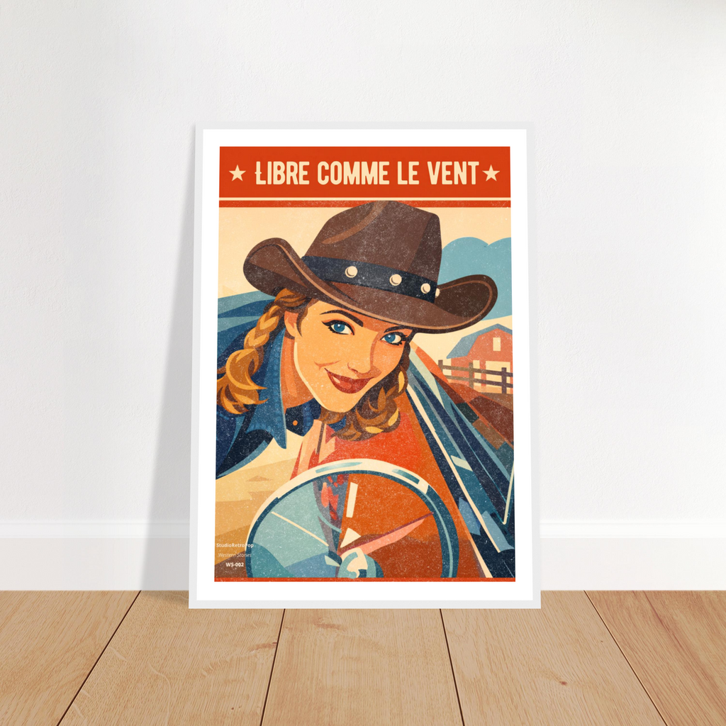 Affiche Libre comme le vent - Affiche décorative - Collection Western Stories WS N°002 – StudioRetroPop® – 30x40 cm / 12x16″