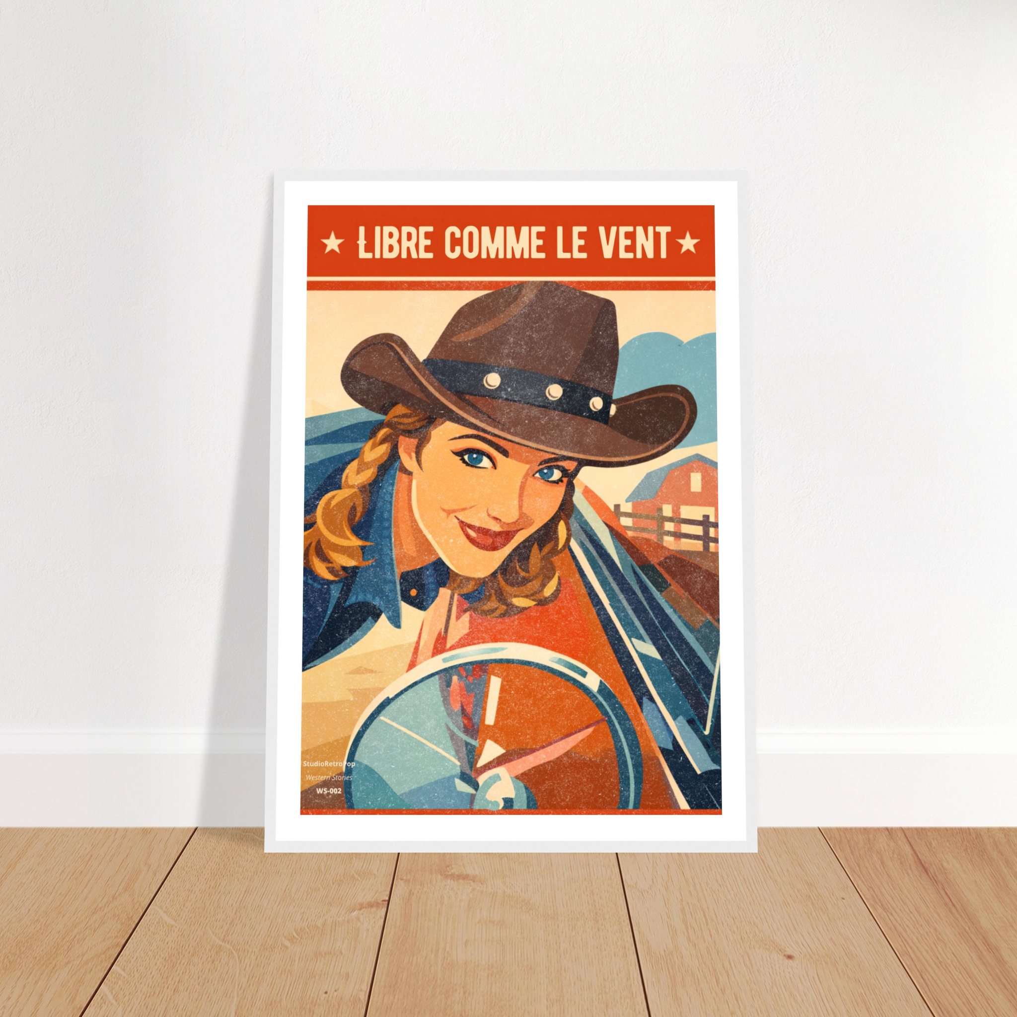 Affiche Libre comme le vent - Affiche décorative - Collection Western Stories WS N°002 – StudioRetroPop® – 30x40 cm / 12x16″