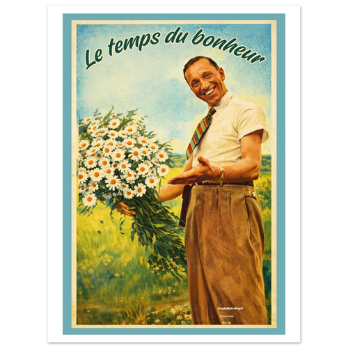 Affiche Le temps du bonheur- Affiche décorative - Collection Vintage Stories VS N°014 – StudioRetroPop® – 30x40 cm / 12x16″