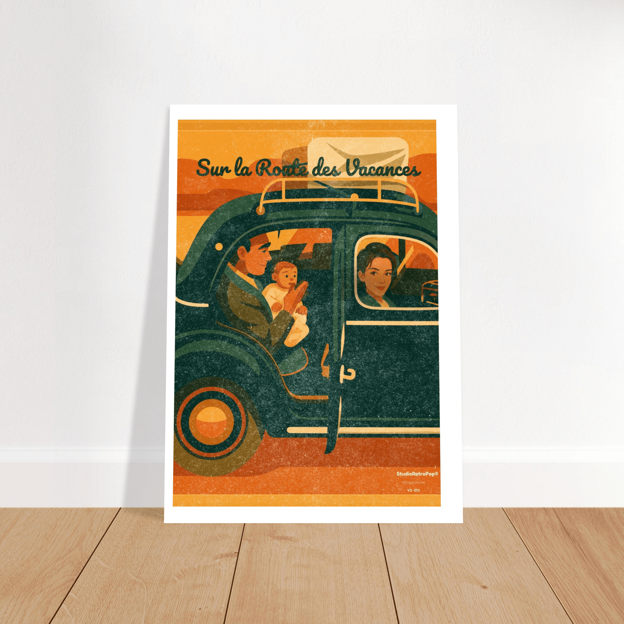 Affiche Sur la route des vacances - Affiche décorative - Collection Vintage Stories VS N°012 - VAS – StudioRetroPop® – 30x40 cm / 12x16″