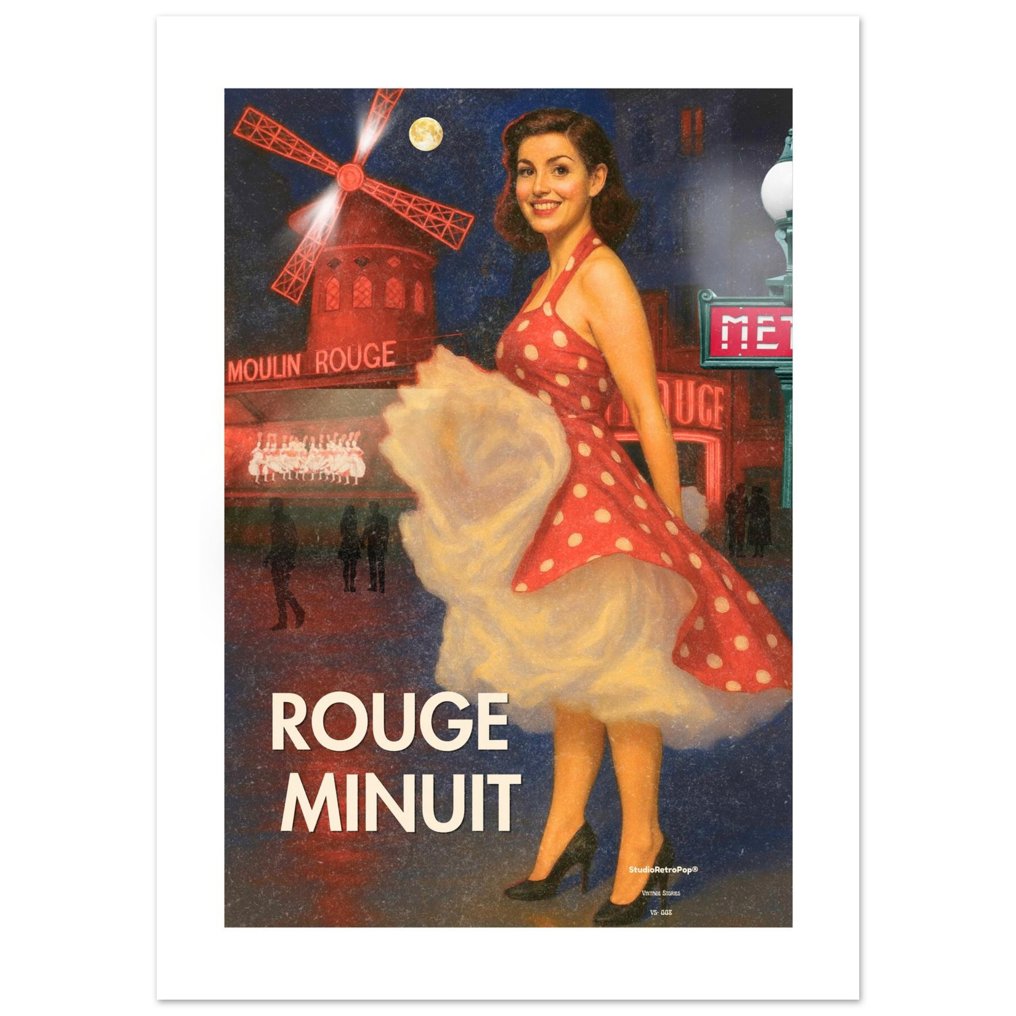 Affiche Rouge Minuit - Affiche Histoires urbaines - Collection Vintage Stories VS N°008 – StudioRetroPop® – 30x40 cm / 12x16″