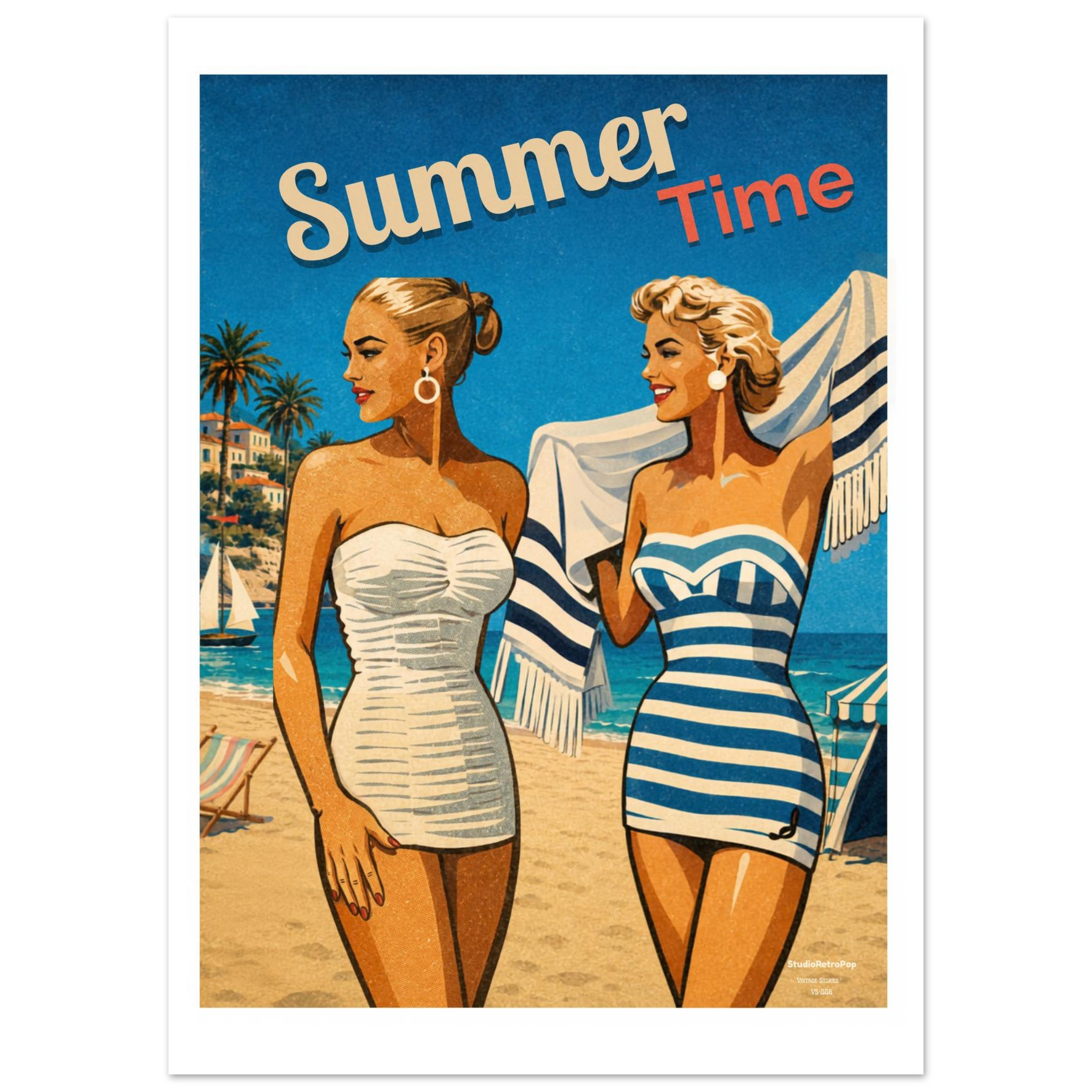 Affiche Summer Time – Affiche Mode - Collection Vintage Stories VS N°006 – StudioRetroPop® – 30x40 cm / 12x16″