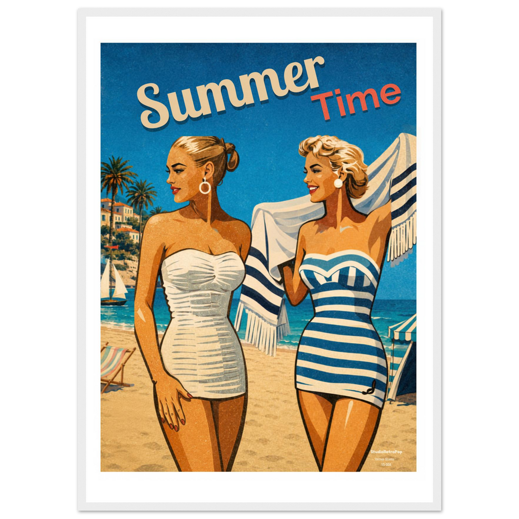 Affiche Summer Time – Affiche Mode - Collection Vintage Stories VS N°006 – StudioRetroPop® – 30x40 cm / 12x16″