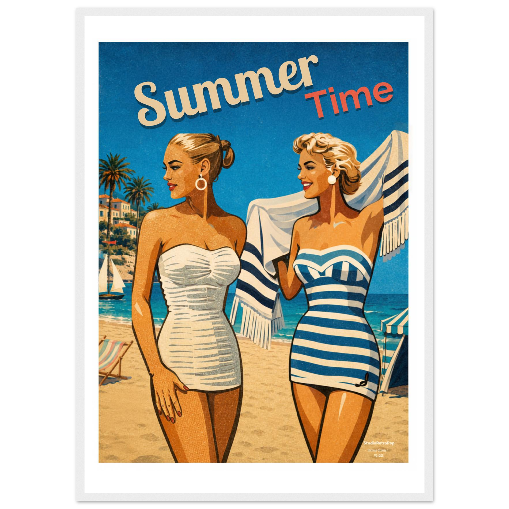 Affiche Summer Time – Affiche Mode - Collection Vintage Stories VS N°006 – StudioRetroPop® – 30x40 cm / 12x16″