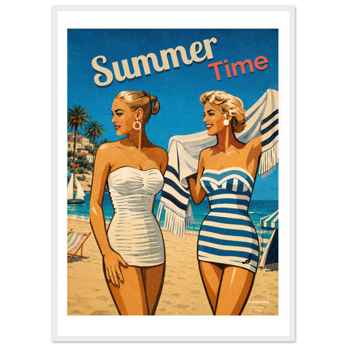 Affiche Summer Time – Affiche Mode - Collection Vintage Stories VS N°006 – StudioRetroPop® – 30x40 cm / 12x16″