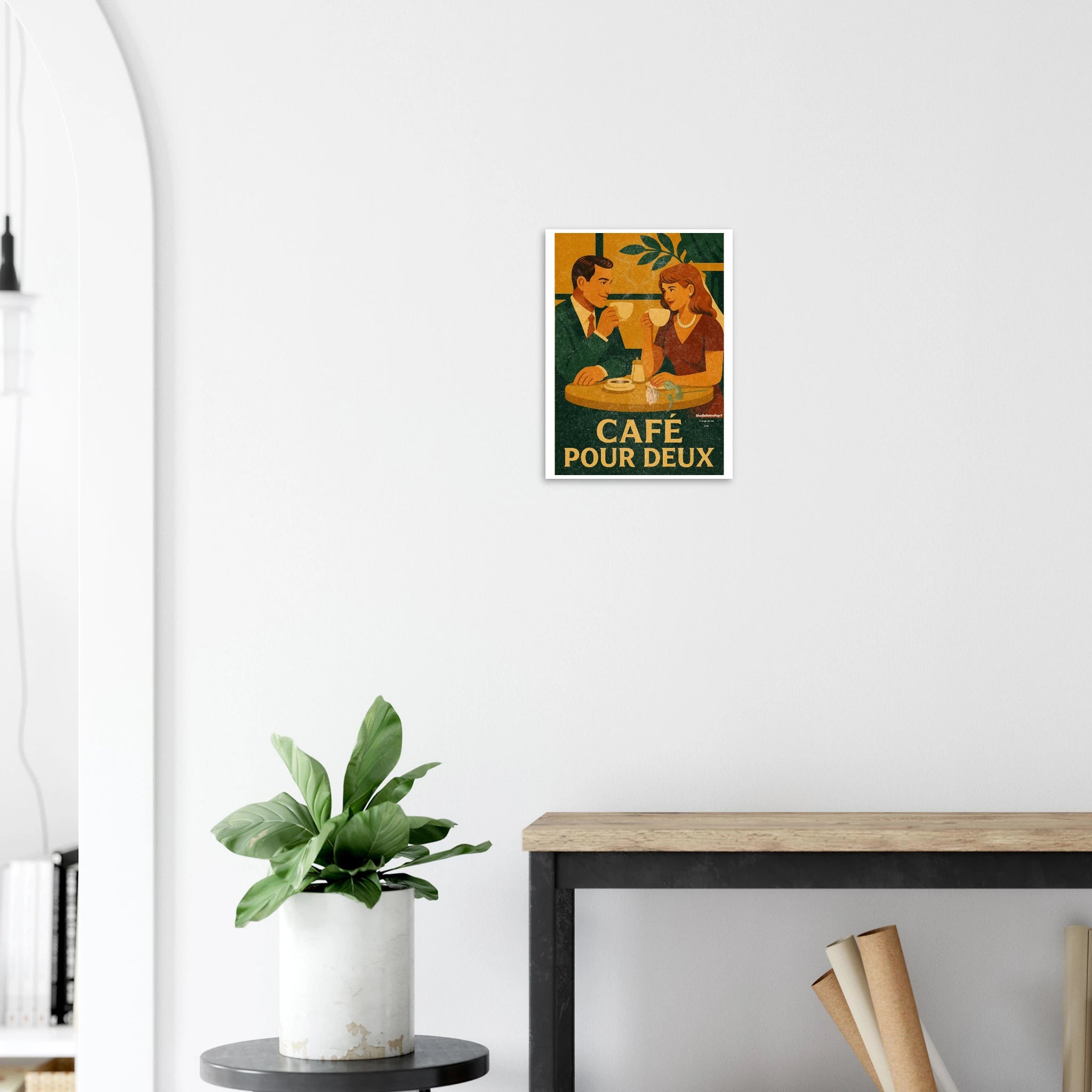 Affiche Café pour Deux — Affiche Art Rétro Pop - Collection Vintage Stories VS N°013 – StudioRetroPop® – 30x40 cm / 12x16″
