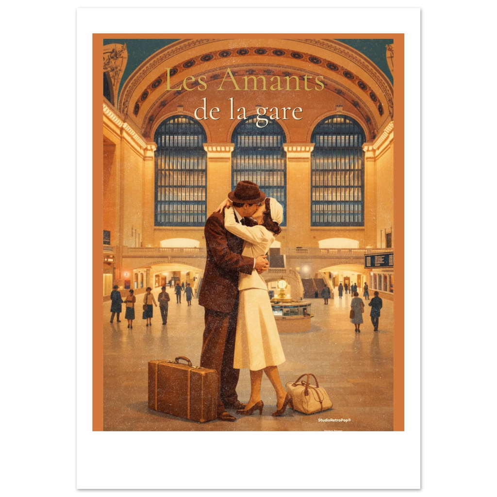 Affiche Les amants de la gare - Affiche vintage  - Collection Vintage Stories VS N°010 – StudioRetroPop® – 30x40 cm / 12x16″