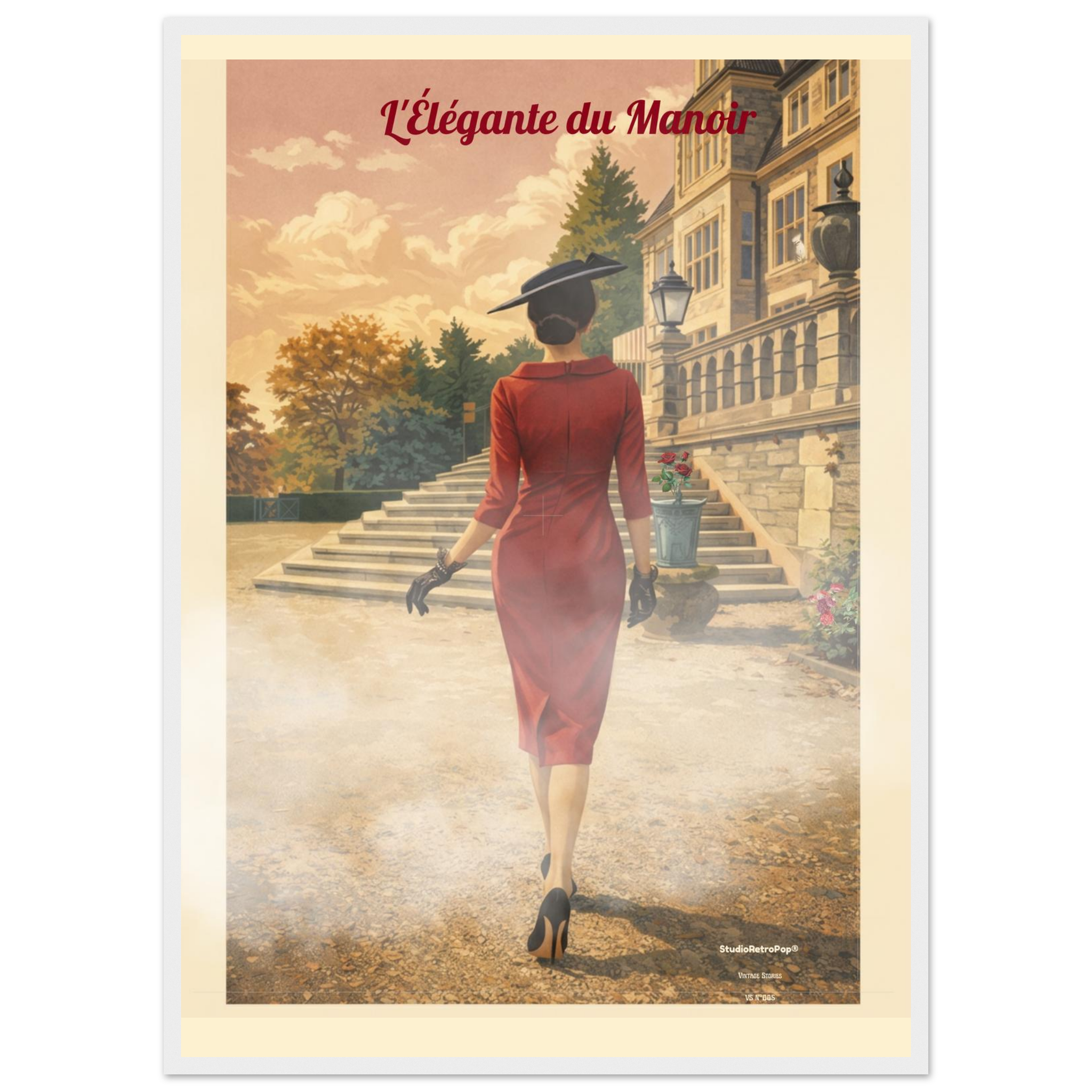 Affiche L'élégante du manoir — Affiche vintage chic – Collection Vintage Stories VS N°005 - VAS – StudioRetroPop® – 30x40 cm / 12x16″
