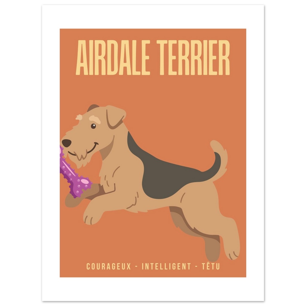 Affiche Airdale Terrier–Courageux- Intelligent - Têtu - Poster 30 x40 cm - Collection Dogs stories – StudioRetroPop®