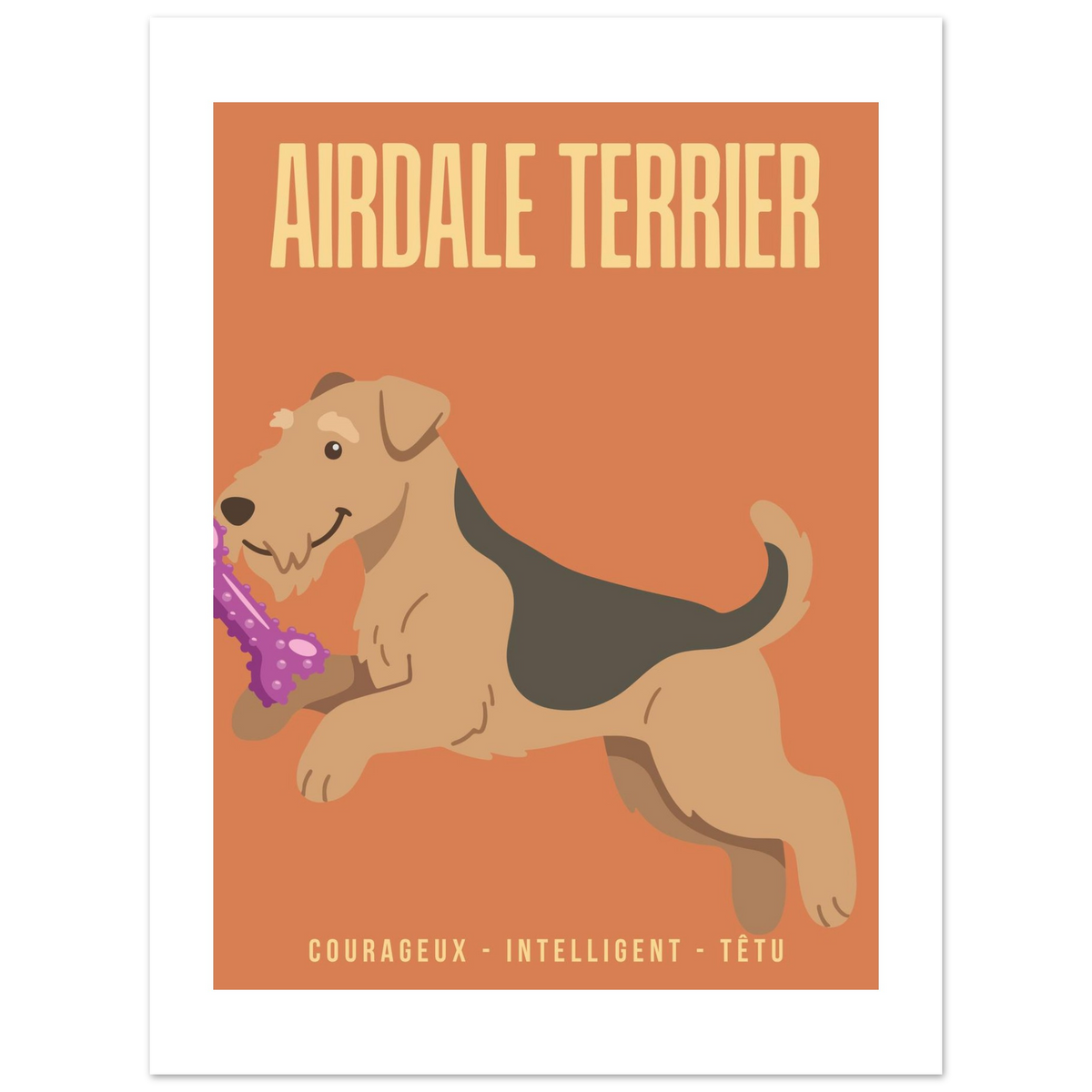 Affiche Airdale Terrier–Courageux- Intelligent - Têtu - Poster 30 x40 cm - Collection Dogs stories – StudioRetroPop®
