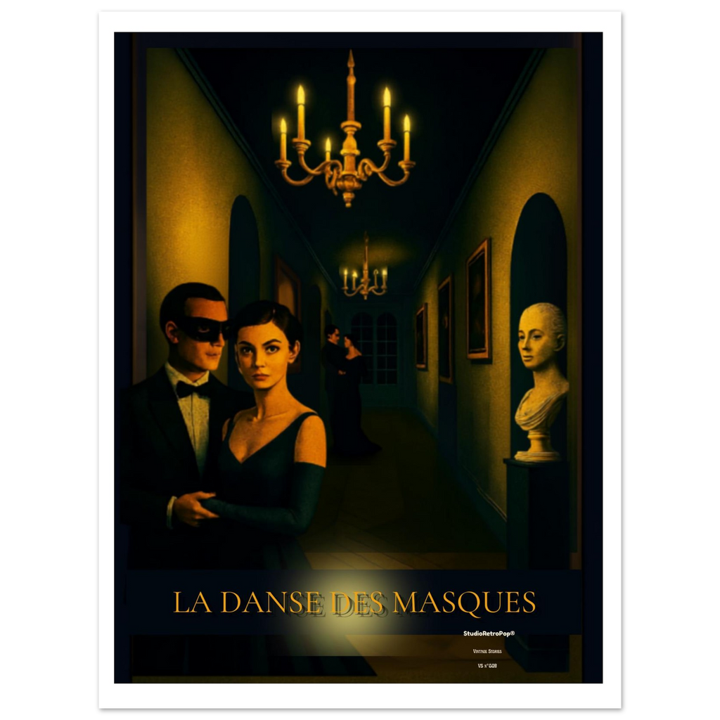 Affiche La danse des masques- Affiche vintage film Noir - Collection Vintage Stories VS N°009 – StudioRetroPop® – 30x40 cm / 12x16″