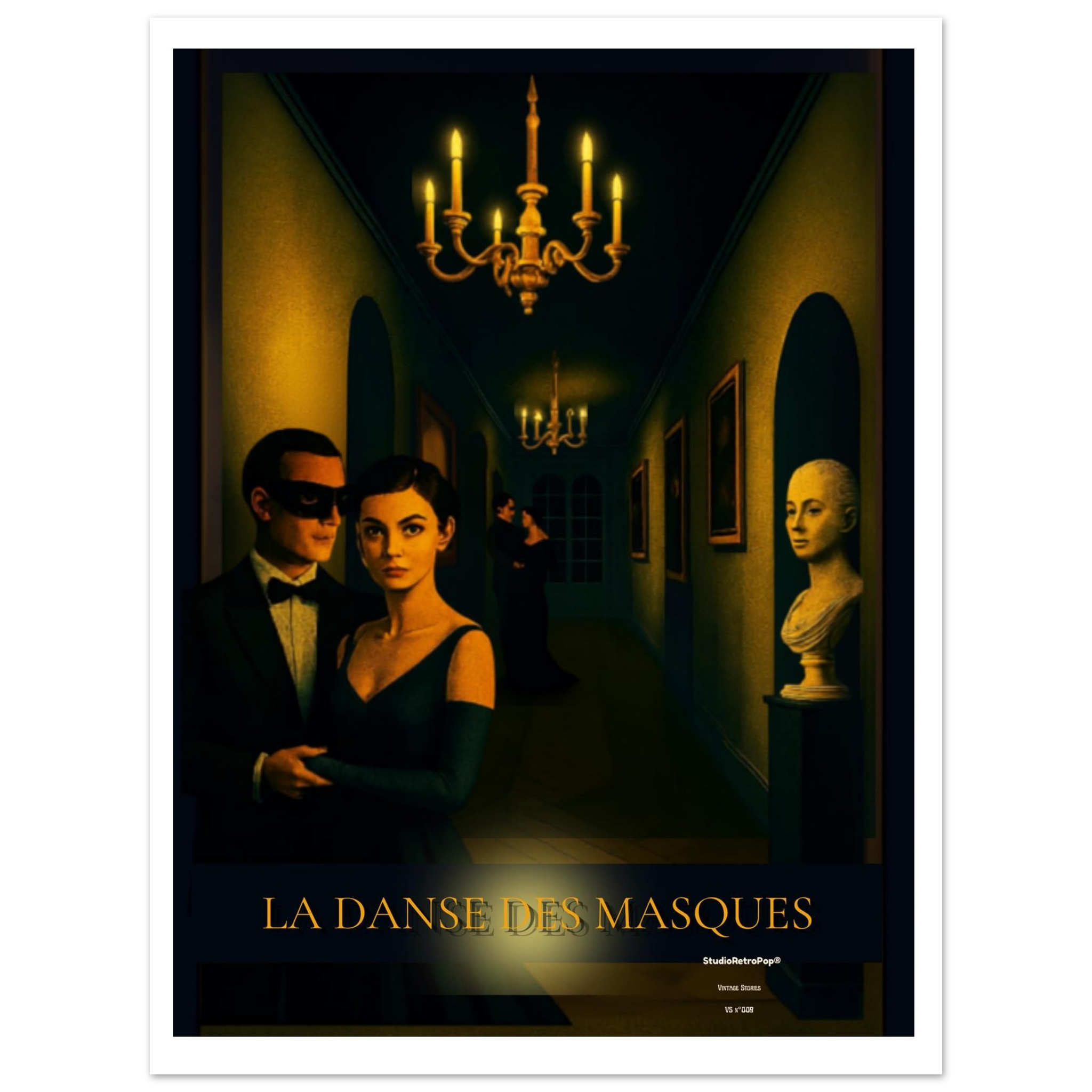 Affiche La danse des masques- Affiche vintage film Noir - Collection Vintage Stories VS N°009 – StudioRetroPop® – 30x40 cm / 12x16″