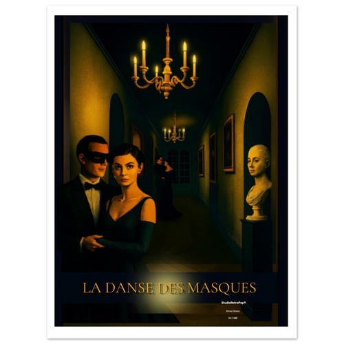 Affiche La danse des masques- Affiche vintage film Noir - Collection Vintage Stories VS N°009 – StudioRetroPop® – 30x40 cm / 12x16″