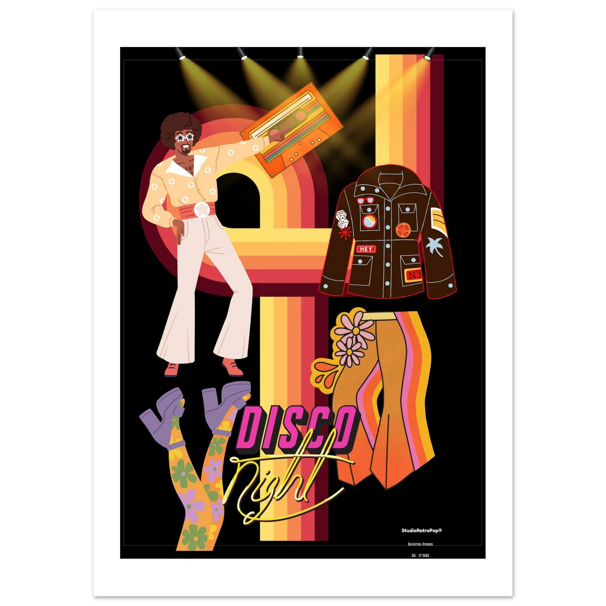 Affiche Disco night – StudioRetroPop® – 30x40 cm / 12x16″