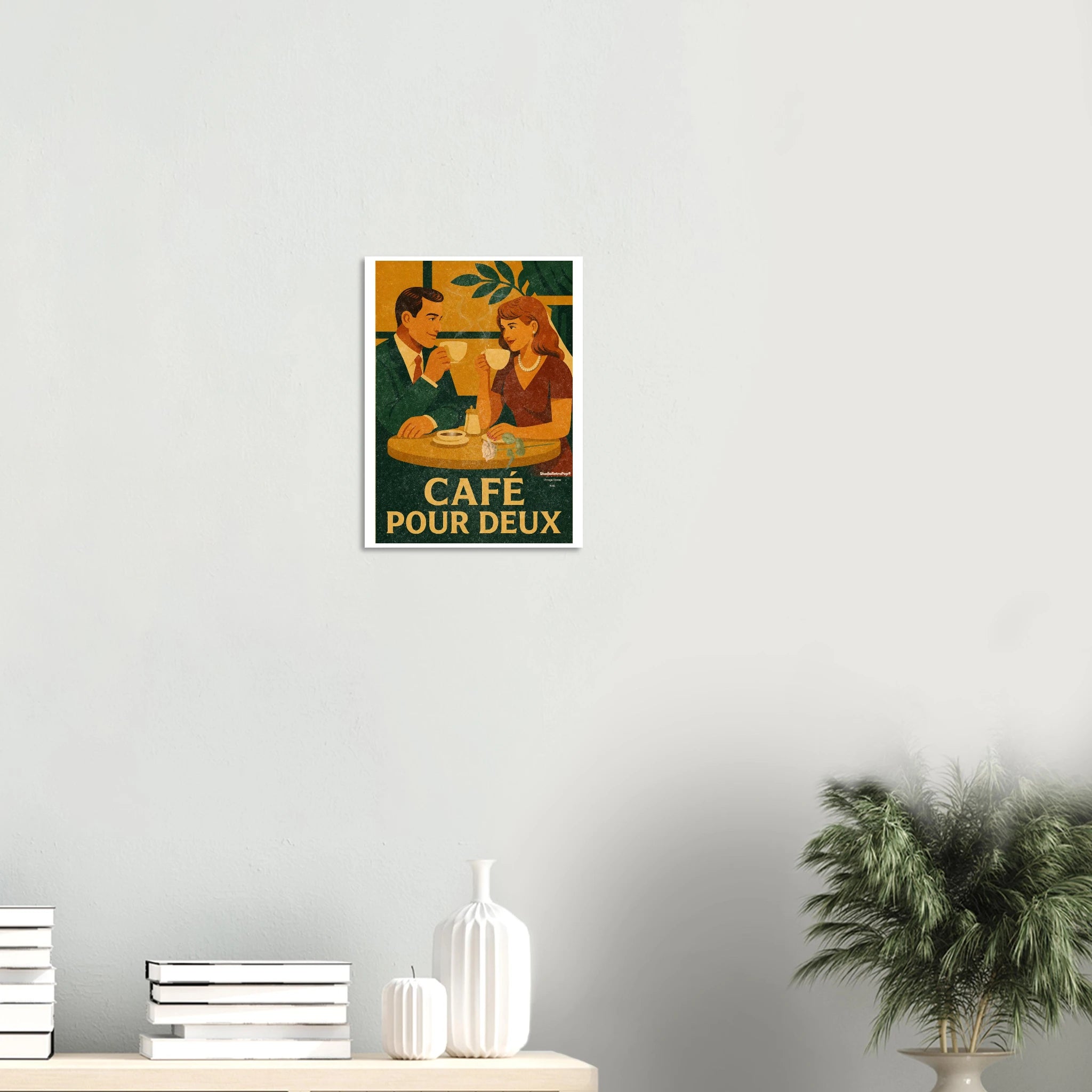 Affiche Café pour Deux — Affiche Art Rétro Pop - Collection Vintage Stories VS N°013 – StudioRetroPop® – 30x40 cm / 12x16″