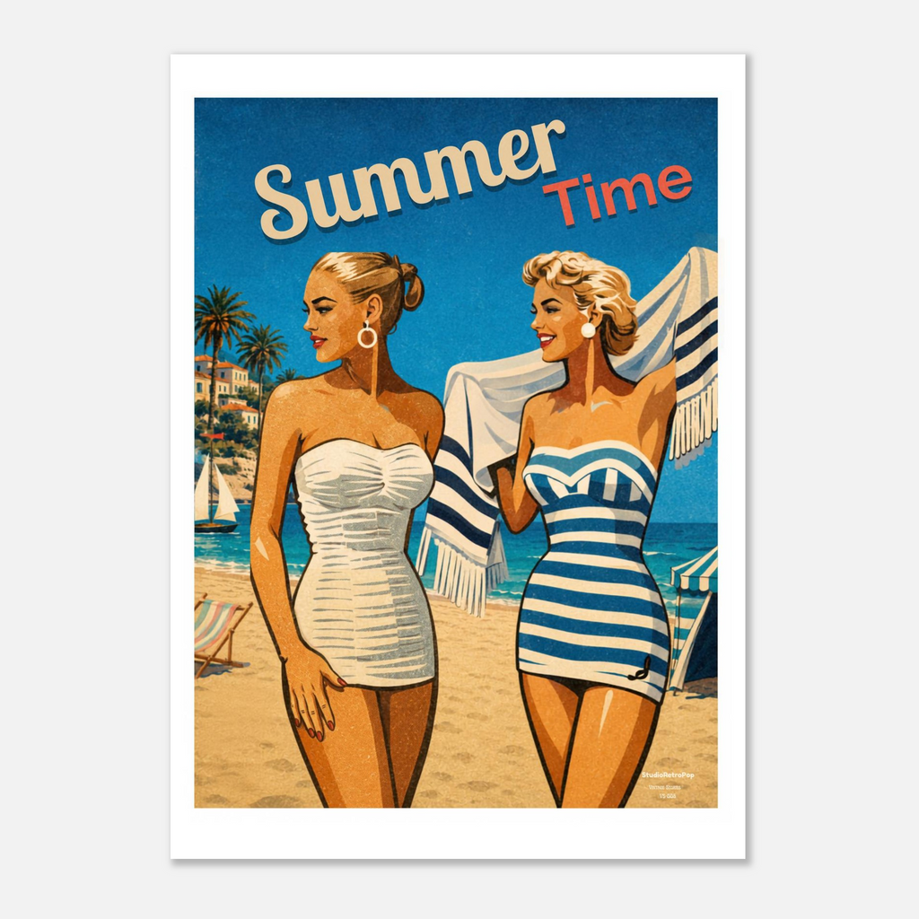 Affiche Summer Time – Affiche Mode - Collection Vintage Stories VS N°006 – StudioRetroPop® – 30x40 cm / 12x16″