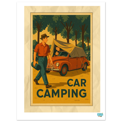 Affiche « Car Camping » – L’aventure rétro en pleine nature - StudioRetroPop