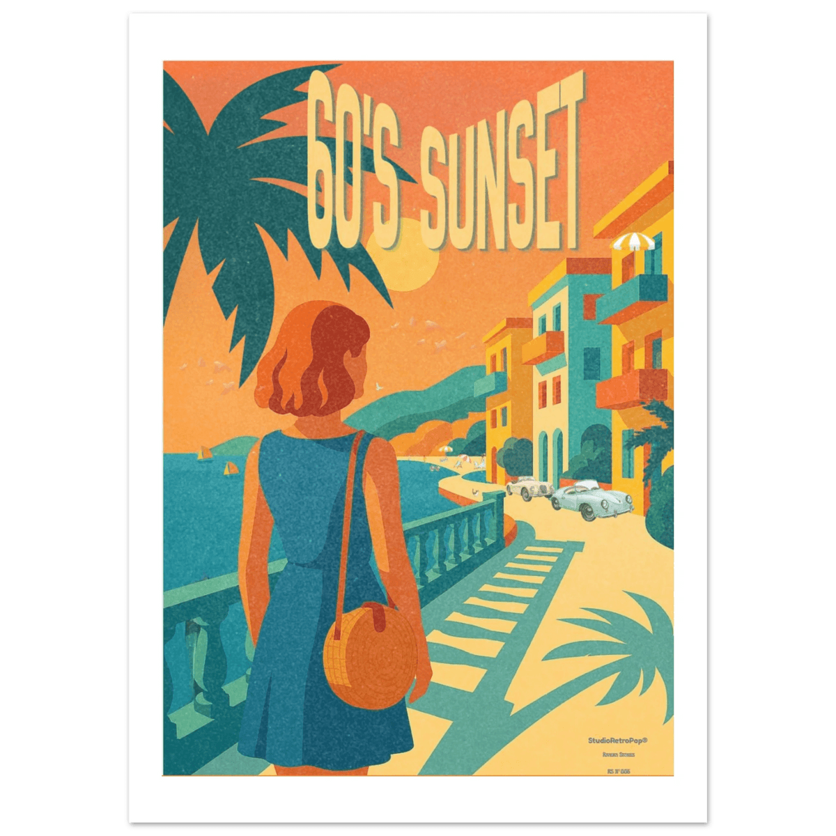 Affiche Soleil des Sixties – StudioRetroPop® – Noir