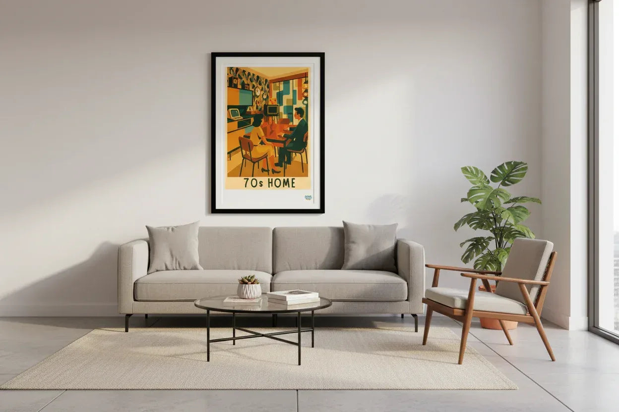 Affiche 70s Home Années 70- 49 x 69 cm avec cadre - Art Rétro Pop - StudioRetroPop