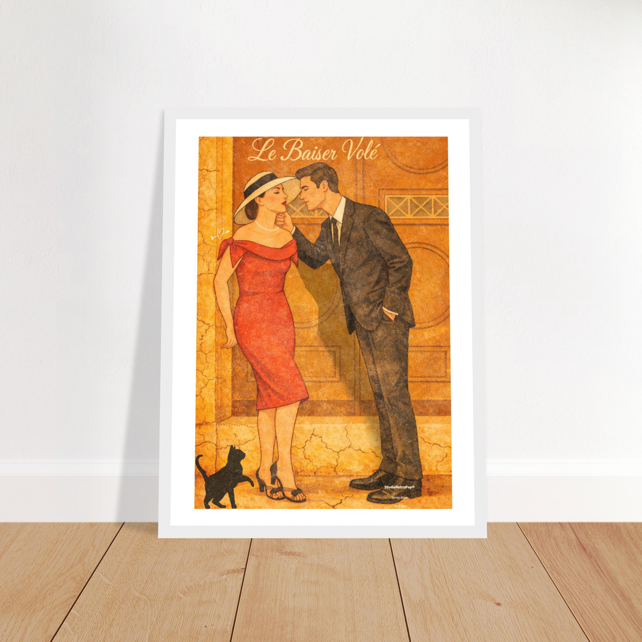 Affiche Le baiser volé | Affiche rétro romance – Collection Vintage Stories VS N°003 – StudioRetroPop® – 30x40 cm / 12x16″