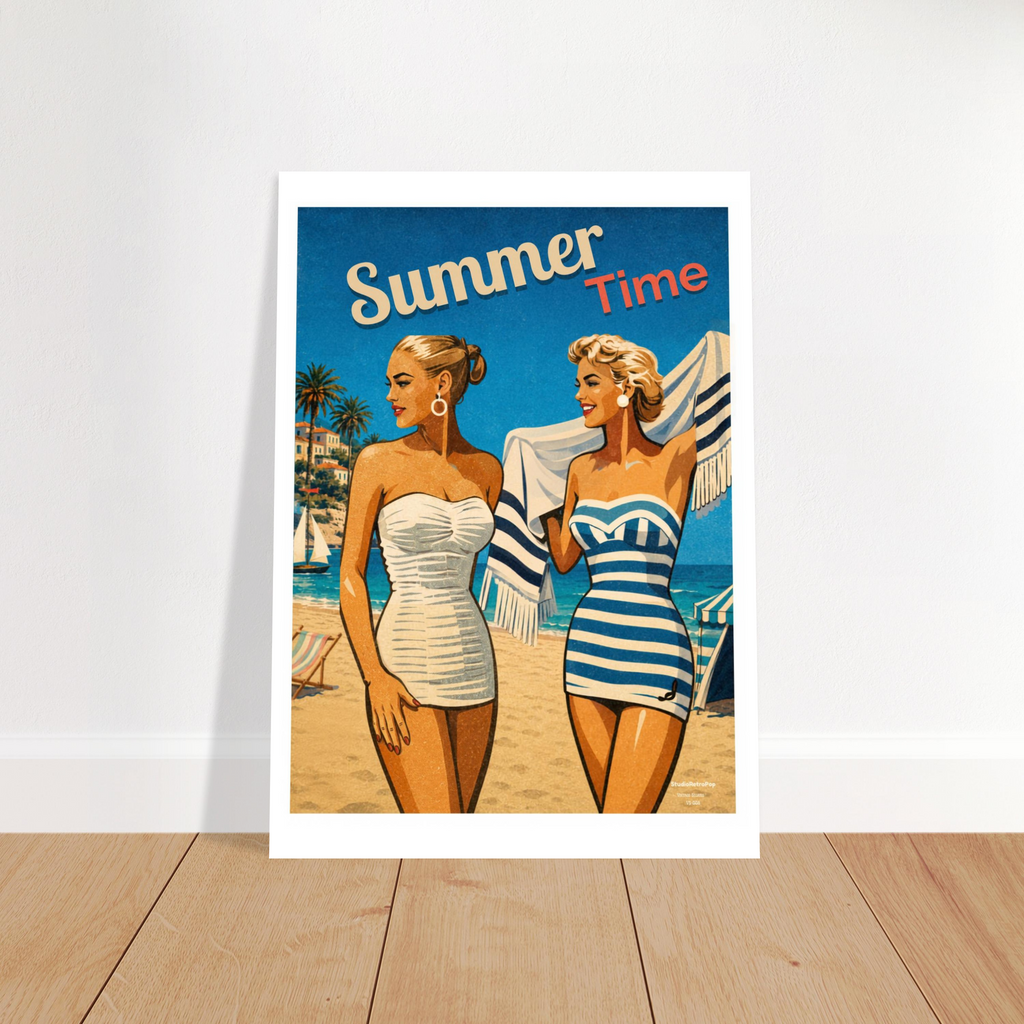 Affiche Summer Time – Affiche Mode - Collection Vintage Stories VS N°006 – StudioRetroPop® – 30x40 cm / 12x16″