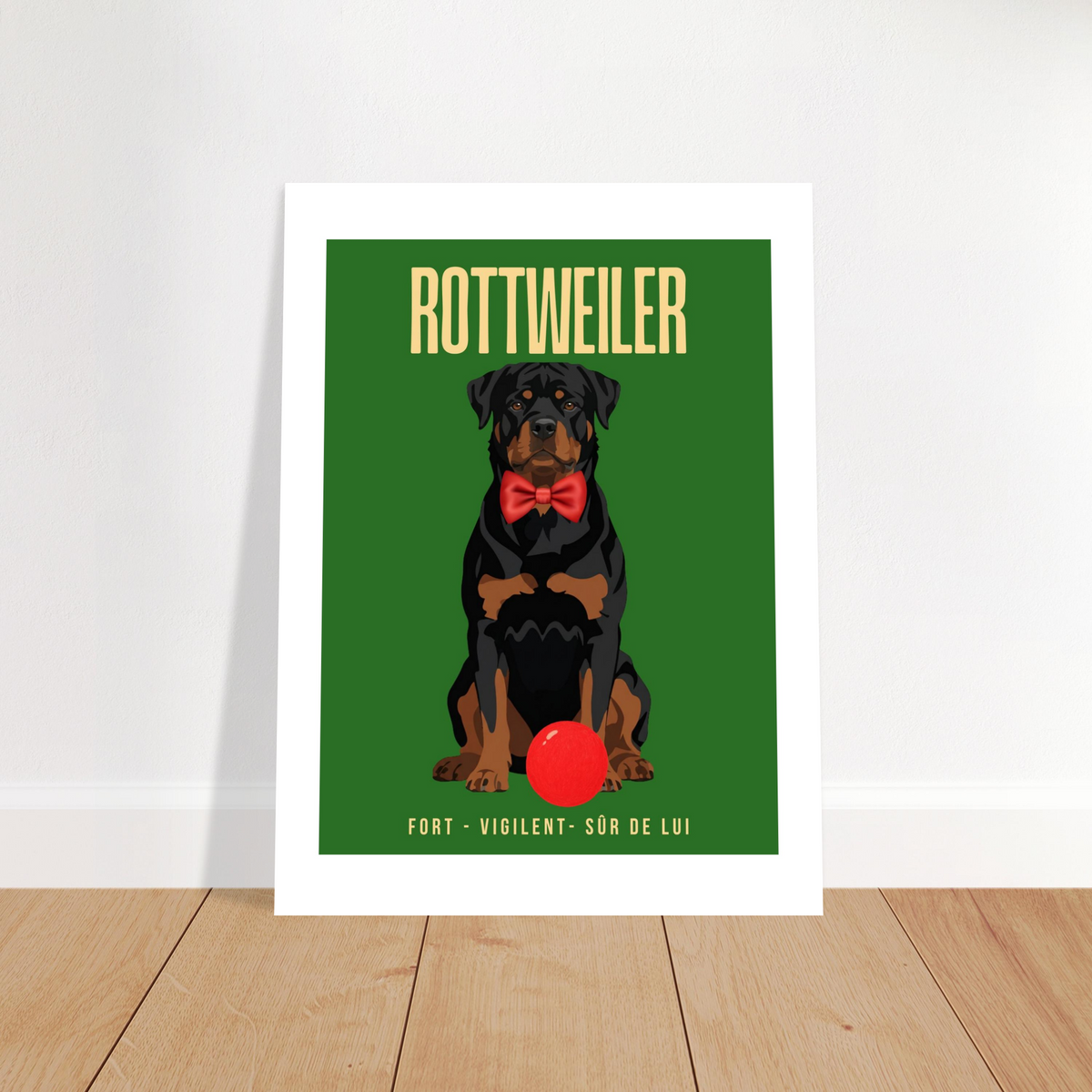 Affiche Rottweiler– Fort - vigilent - Sûr de lui - Poster 30 x40 cm - Collection Dogs stories – StudioRetroPop®