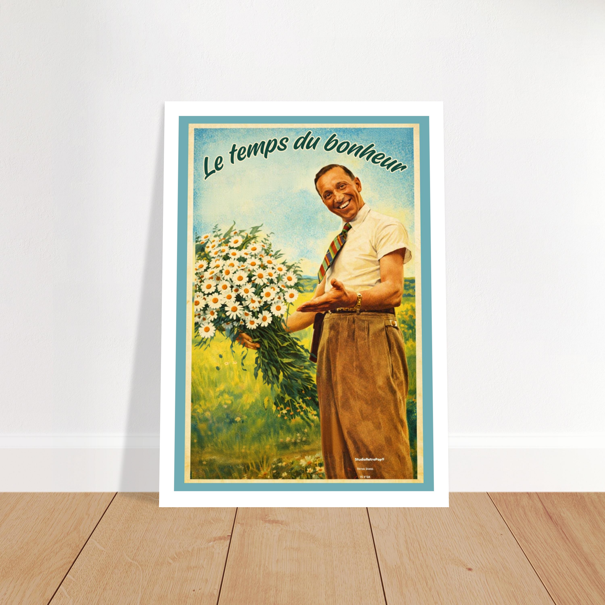 Affiche Le temps du bonheur- Affiche décorative - Collection Vintage Stories VS N°014 – StudioRetroPop® – 30x40 cm / 12x16″