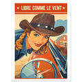 Poster vintage cowgirl années 80 - Libre comme le vent - Collection Western Stories - StudioRetroPop®
