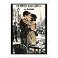 Affiche Un matin, deux cafés, un baiser – StudioRetroPop® – 30x40 cm / 12x16″
