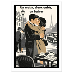Affiche Un matin, deux cafés, un baiser – StudioRetroPop® – 30x40 cm / 12x16″