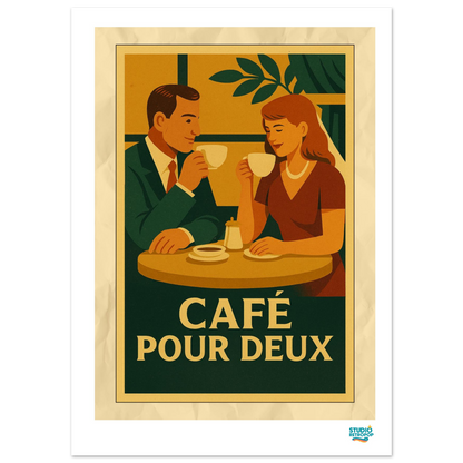 Affiche « Café Pour Deux » – L’art de partager un moment - StudioRetroPop