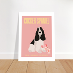 Affiche Cocker Spaniel w/b–Calin - Gourmand - Pot de colle - Poster 30 x40 cm - Collection Dogs stories – StudioRetroPop®
