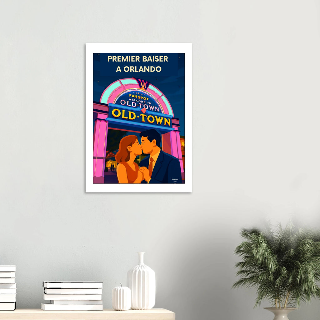 Affiche Premier baiser à Orlando  - Affiche vintage - Collection Love Stories N°002 – StudioRetroPop® – 30x40 cm / 12x16″