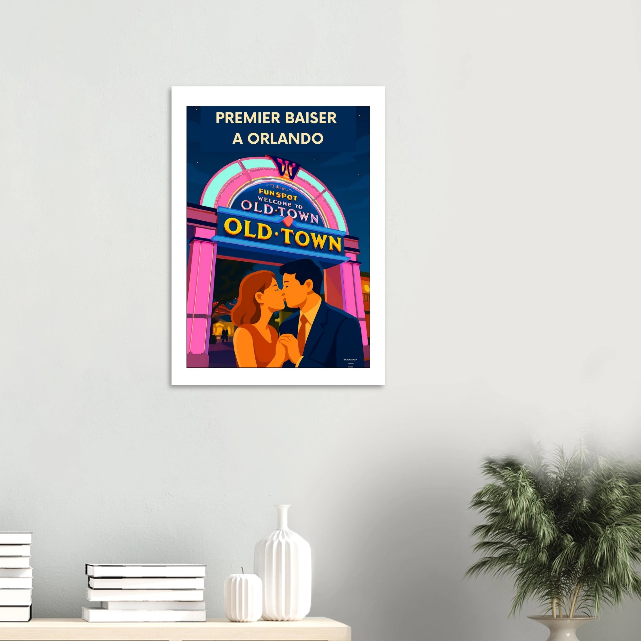 Affiche Premier baiser à Orlando  - Affiche vintage - Collection Love Stories N°002 – StudioRetroPop® – 30x40 cm / 12x16″