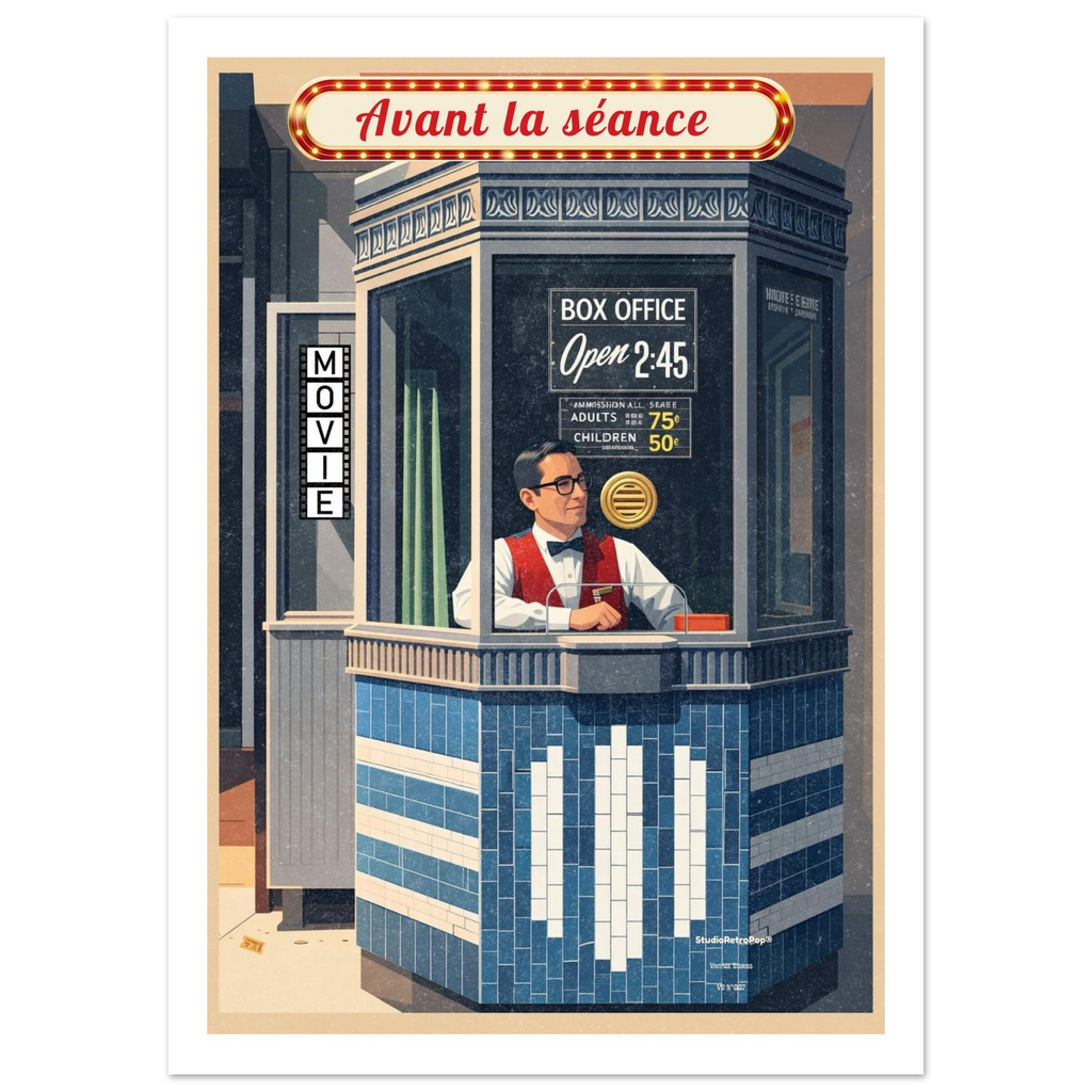 Affiche Avant la séance - Affiche Histoires urbaines - Collection Vintage Stories VS N°007 – StudioRetroPop® – 30x40 cm / 12x16″