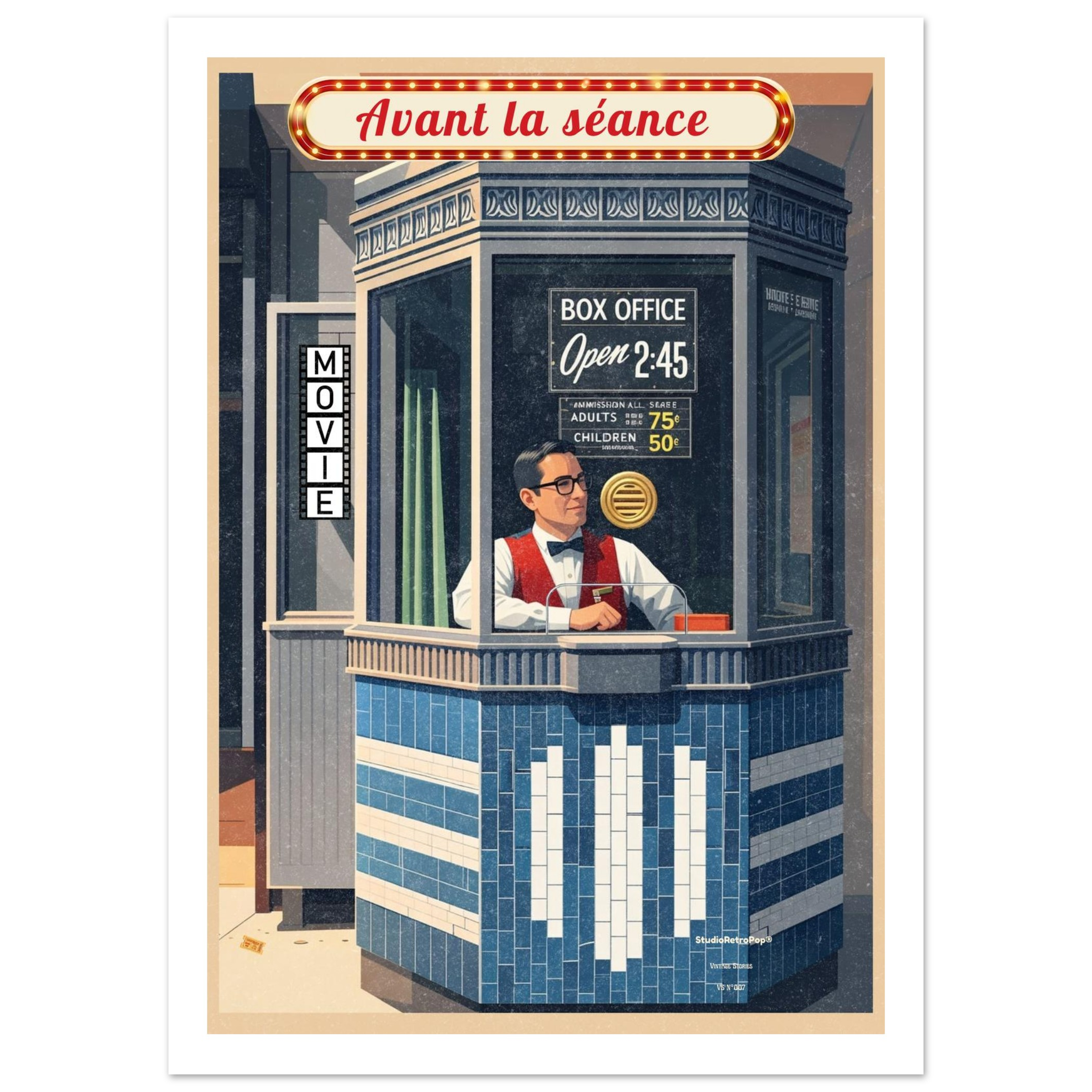Affiche Avant la séance - Affiche Histoires urbaines - Collection Vintage Stories VS N°007 – StudioRetroPop® – 30x40 cm / 12x16″